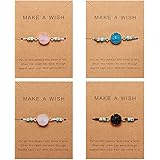 COLORFUL BLING 4Pcs/Pack Handmade Druzy Wrap Friendship Braided Bracelet Adjustable Wrist Cord Beaded Bracelet for Women Girl