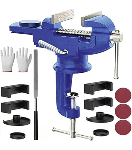 Amazon.co.jp: 最大開口75mm 小型卓上万力 360°回転盤付き ベンチ