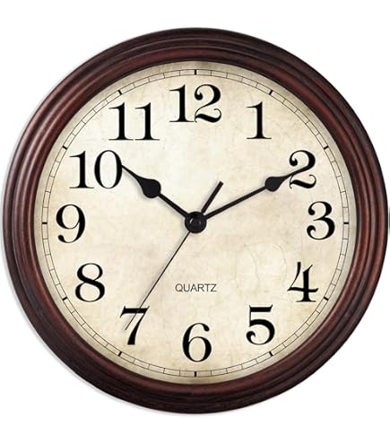 Amazon.co.jp: Kesin 壁掛け時計 木製 14インチ 静音 壁掛け時計 大型
