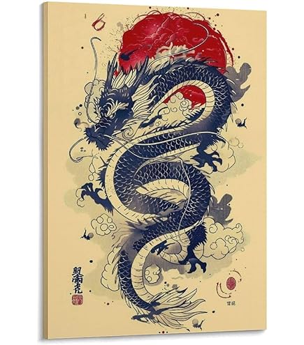 Amazon.co.jp: 龍の絵 「青龍1、明るめ」A4 竜の絵 : ホーム＆キッチン