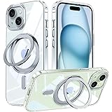 iPhone 14 適用 ケース Magsafe対応 アイフォン14 カバー 360°回転スタンド Uovon スマホケース アイホン14 携帯ケース ワイヤレス充電 車載ホルダー 対応 ストラップ穴付き 半透明 指紋防止 黄变防止 ・ クリア