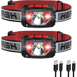 Tinzzi ヘッドライト 充電式 センサー検知 赤&白LEDライト 防水 超軽量 角度調整可 実用点灯4-10時間 最…