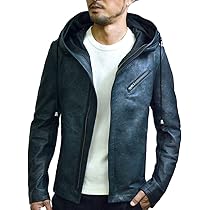 ダークブルー フード付きレザージャケット ダークブルー フード付きレザージャケット riders-us144navside.jpg