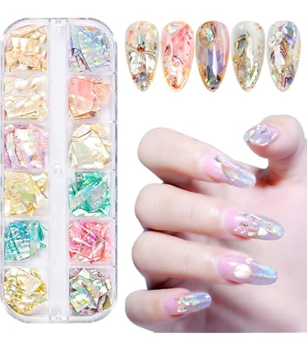 Amazon.co.jp: シェル ネイルパーツ 12色セット 天然 貝殻 シェル