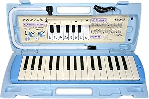【鍵盤クロスつき】ヤマハ YAMAHA ピアニカ 鍵盤ハーモニカ 32鍵 ブルー P-32E同系色のプラスチック製ハードケース付属