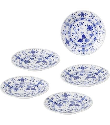 Amazon.co.jp: 5個セット 青白磁輪花4.5平鉢 [ 14.4×3.4cm ] | 中皿