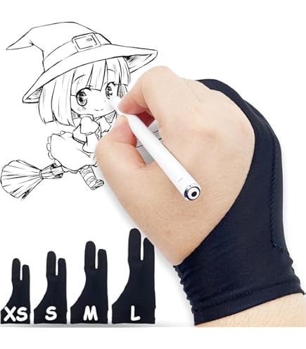 Drawing Glove For Ipad Qianyu 2-Finger Digital Drawing Glove - Palm Rejection Artist Glove For Graphic Tablets, Paper Sketching, Smudge Guard (Black, 1 Pair) Digital Art Gloves