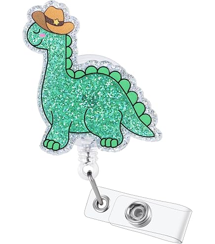 Funny Dinosaur Badge Reel For Nurses & Teachers – Retractable ID Holder With 24” Cord & Alligator Clip, Cute Office Accessory - View #3