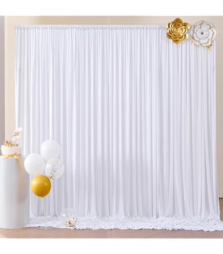 MYOYAY 10x10ft Ice Silk Backdrop Curtain - Wedding Stage Drapes For Parties & Photo Backgrounds
