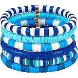 Ornaland Heishi Surfer Bracelets Set Polymer Clay Heishi Beads Stretch Bracelets Bohemia Summer Beach Jewelry for Women