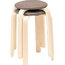 木製クッションスツール2脚セット - 北欧スタイル 丸椅子（2脚セット・クッション・布・木製脚・スツール