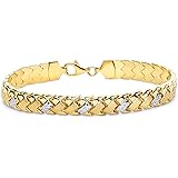 Wellingsale 14k Two 2 Tone White and Yellow Gold Polished Stampato Bracelet - 7.25"