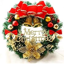 No172 リンリンベルとキラキラリボン♬.*゜ちょっと大きめクリスマスリース No172 リンリンベルとキラキラリボン♬.*゜ちょっと大きめ