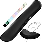 Gimars Upgrade Silky and Superfine Fabric Gel Memory Foam Keyboard Wrist Rest Set, Ergonomic Keyboard Mouse Wrist Support for