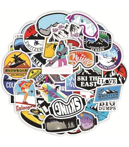 Amazon.co.jp: スキーステッカーセット 50枚入り スキー防水デカール