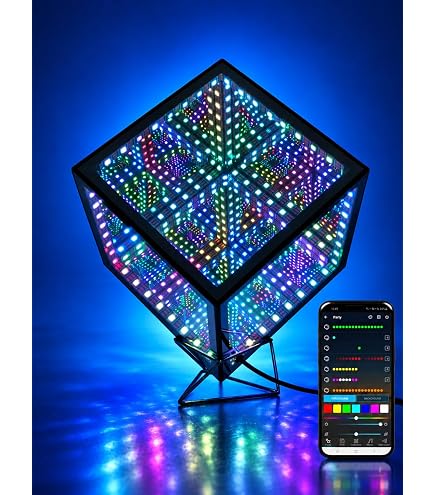 Amazon｜FUSLITE 3Dインフィニティミラーライトテーブル、RGBサイド