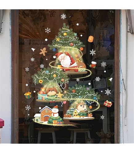 クリスマス ウォールステッカー 窓ステッカー 35ｘ50cm 4枚セット Amazon.co.jp: HOTIYOK クリスマス ウォールステッカー 窓 シール 漫画