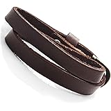 Dark brown leather wrap with unisex bracelet size can be changed