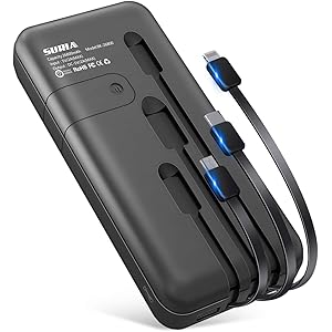 【最新版 26800mAh & ケーブル内蔵】 急速充電 モバイルバッテリー 大容量 (Lightning+Micro USB+Type-C 3ケーブル内蔵) 4台同時充電 スタンド機能搭載 バッテリー 携帯スマホ充電器 残量表示 PSE認証済 防災グッズ 旅行/出張/地震/アウトドア活動などの必携品 iPhone/iPad/Android対応