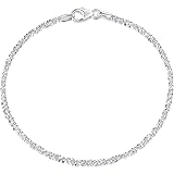 Amberta 925 Sterling Silver Fine Chain Bracelet Length 7.5" inch / 19 cm
