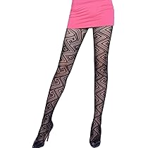 Amazon.co.jp: [OMOSIROKURABU] 網タイツ 四角い渦巻き模様 NO