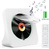 Gueray CDプレーヤー 卓上置き式 Bluetooth5.0 4000mah充電池内蔵 1台多役 CDラジカセ FM/USB/AUXなどに対応 CDラジオ 防塵透明カバー付き LEDディスプレイ リモコン付き 音楽再生/語学学習/胎児教育 PS