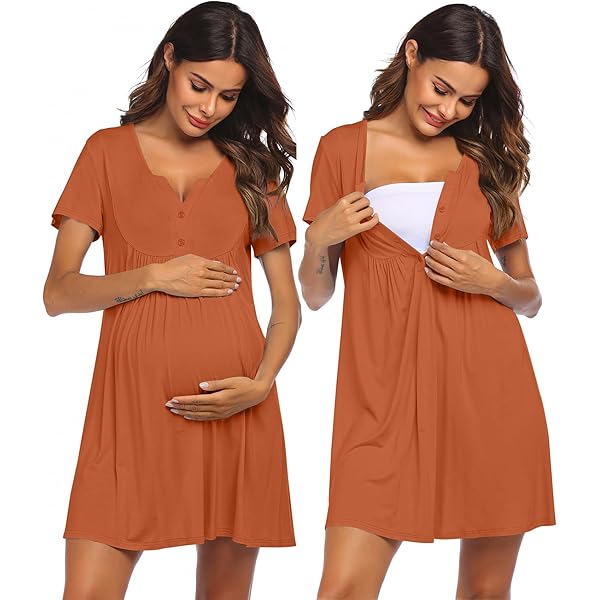 Birthing Gown Marvmys Womens Cotton Long Sleeve Nightgown Long - Main Image