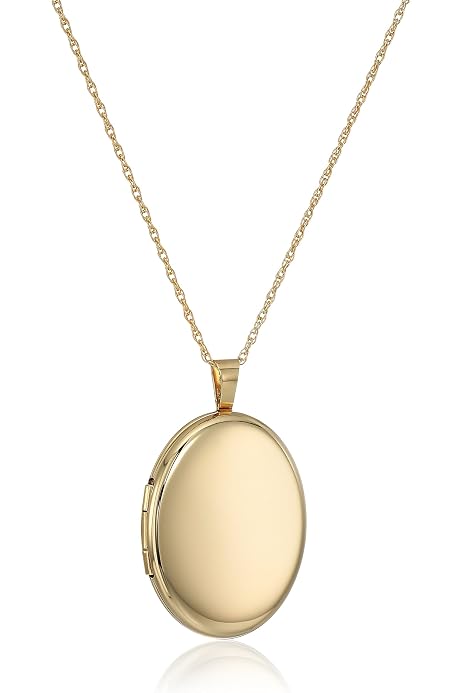 Large Polished Oval Locket Necklace, 18 