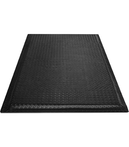 Amazon | 八幡ねじ 疲労軽減マット 縞鋼板 ブラック 900X450 1枚入り 