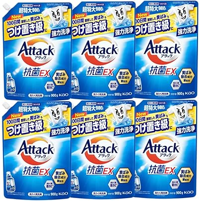 Amazon | アタック抗菌EX 洗濯洗剤 詰替え 1kg 1000g x 6 個入り