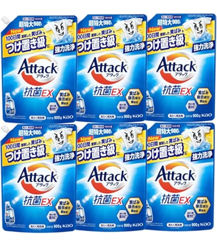 Amazon | アタック抗菌EX 洗濯洗剤 詰替え 1kg 1000g x 6 個入り