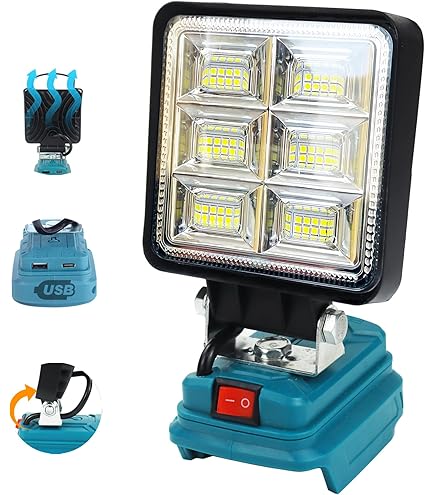 Amazon.co.jp: LIGKING LED Floodlight, 144 W, 12,000 LM, Work Light, Makita  Compatible, Work Light, LED Light, Makita 18 V, Lithium Battery, Compatible  with 14.4 V, 18 V LED, Emergency Light, Suitable for