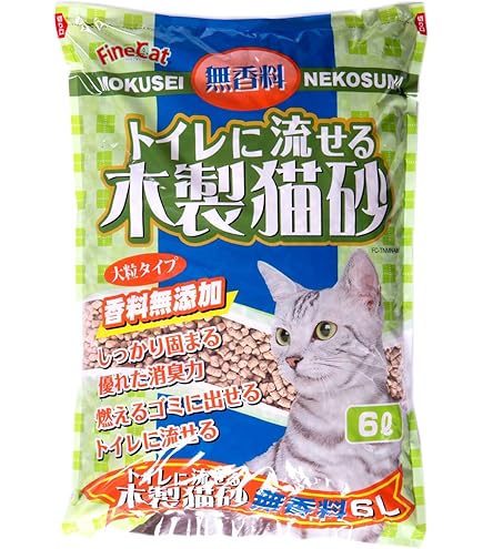 Amazon | 常陸化工 FineCat トイレに流せる木製猫砂 大粒 無香料 6L