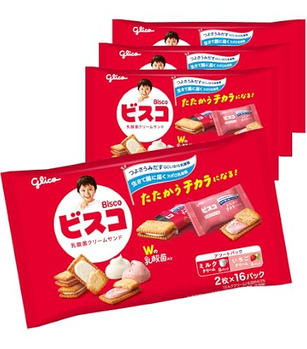 とちおとめ出品 Amazon.co.jp: ビスコ 大袋(とちおとめ苺) 32枚(2枚×16パック)×4袋