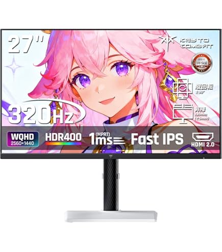 Amazon.co.jp: KTC 27 Inch QHD Gaming Monitor, 180Hz 1ms GTG Fast