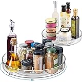 Lazy Susan Organizer Turntable for Cabinet - 2 Pack Clear Lazy Susans Set Rotating Spice Rack Storage for Kitchen Table Pantr