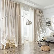 4枚入り 一体型カーテン 刺繍柄レース付きドレープカーテン 遮光 UVカット 4枚入り 一体型カーテン 刺繍柄レース付きドレープカーテン 遮光 UVカット