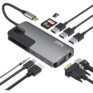 USB C ハブ usb type cハブ ドッキングステーション 10in1HDMIポート(4K@30Hz)/VGAポ…