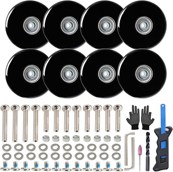 Set of 8 Suitcase Tire Replacement Kit, Wheel Repair, Silent Caster Replacement, Repair Kit, Carry Bag, Suitcase, DIY Replacement, Saw Included (Axle 2.0 inches (50 mm), Wheel Diameter 2.2 inches (55 - 1