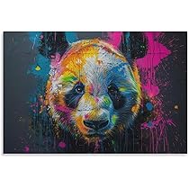 「予感」｜絵画 原画 抽象画 動物画 パンダの絵 イラスト アート パンダと革飾りのアート 原画 絵画 キャンバス画 動物の絵 壁