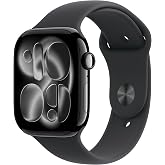 Apple Watch Series 11(GPSモデル)- 46mmジェットブラックアルミニウムケースとブラックスポーツバンド - S/M、睡眠時無呼吸、高血圧パターン、血中酸素、心電図、排卵推定、心拍数、服薬、マインドフルネス、ノイズ、睡眠スコア