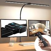Hoxhyon デスクライト LED クランプ式「PSE認証済」卓上ライト 電気スタンド 目に優しい デスクスタンド デスクランプ テーブルライト | 【ダブル光源 広範囲・高均一照明・無線リモコン・5段階調色調光・角度自由調節・タイマー】読書/勉強