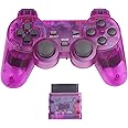 PS2 用 ワイヤレスコントローラー DUAL SHOCK2 ゲームパット 互換対応 日本語説明書（透明紫）