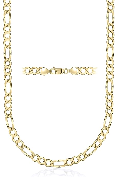 14K Yellow Gold Figaro Chain Necklace 