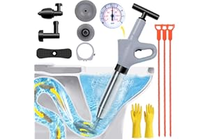 CAPHONT Toilet Plunger Blaster, High Pressure Toilet Plunger, Stainless Steel Air Drain Blaster Plunge Blaster with Visual Ba