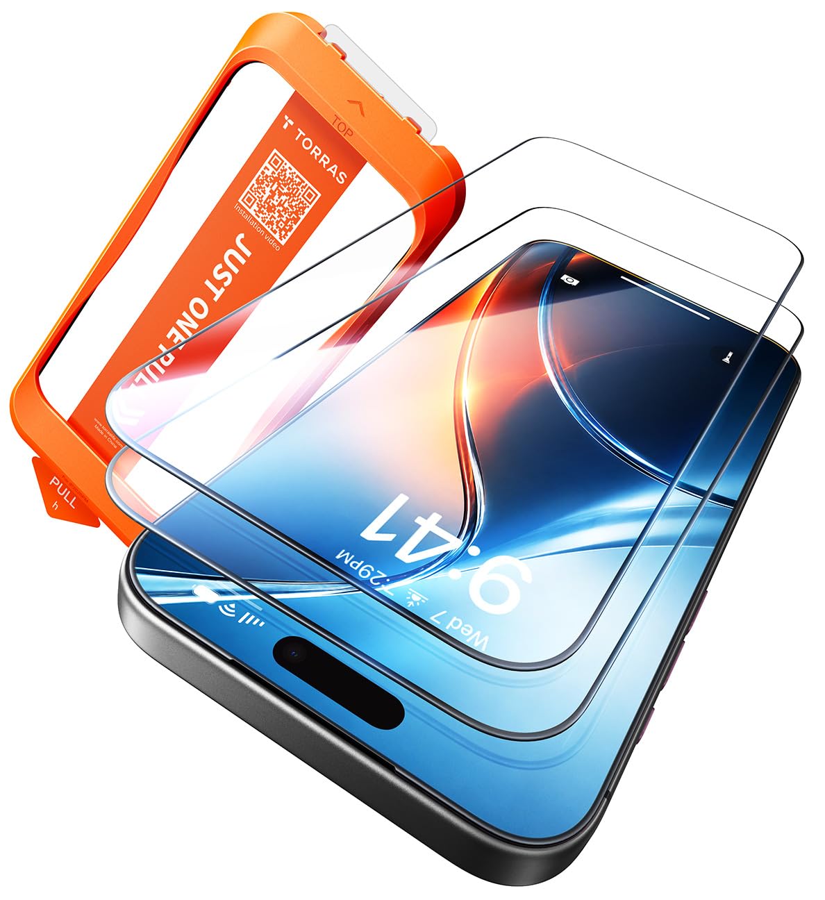 TORRAS For iPhone 18 Pro ガラスフィルム 航空宇宙強化ガラス 10H 米軍規格 超簡単貼付 衝撃吸収 自…