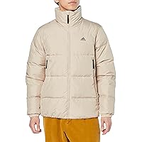 adidas アディダス ダウン　パーカー　総柄　ファー　ベージュ アディダス エッセンシャルズ スリーストライプス ライト ダウン