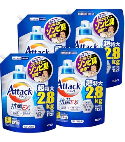 Amazon | アタック抗菌EX 洗濯洗剤 詰替え 1kg 1000g x 6 個入り