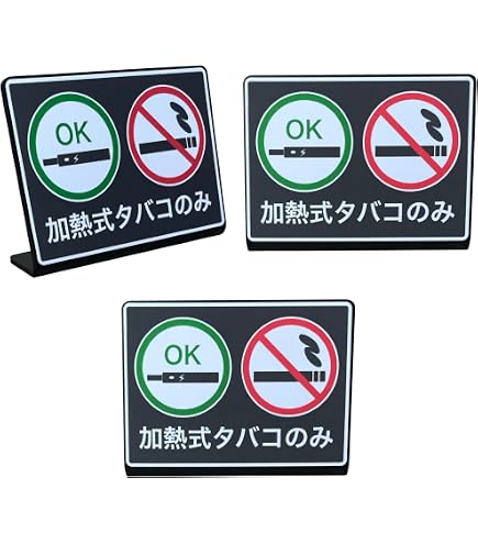 禁煙　たばこ　灰皿　喫煙　no smoking　ウェルカムボード Amazon | Mehrondo 6個入 禁煙 ・ 加熱式タバコのみ OK 卓上 プレート