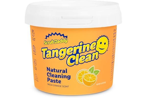 Scrub Daddy Scrub Daddy Tangerine Clean - Multi-Purpose Natural Cleaning Paste - Tough on Grime, Gentle on Surfaces - 99% Natural Ingredients, Light Orange Scent